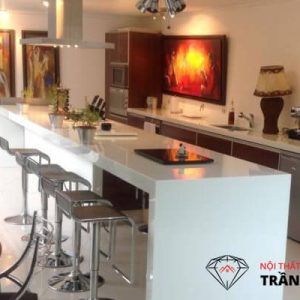 Đá nhân tạo cao cấp ốp bếp màu trắng