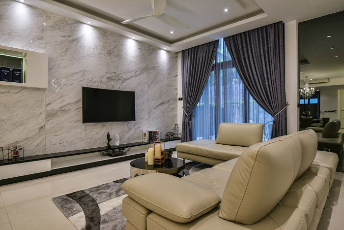 Đá nhân tạo ốp tường phòng khách đẹp