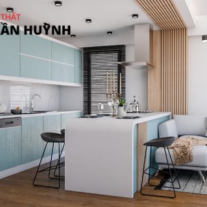 Gợi ý thiết kế bếp đẹp, gọn, dễ vệ sinh cho căn hộ chung cư