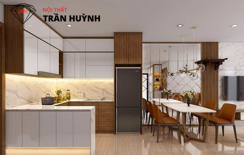 Gợi ý thiết kế bếp đẹp, gọn, dễ vệ sinh cho căn hộ chung cư