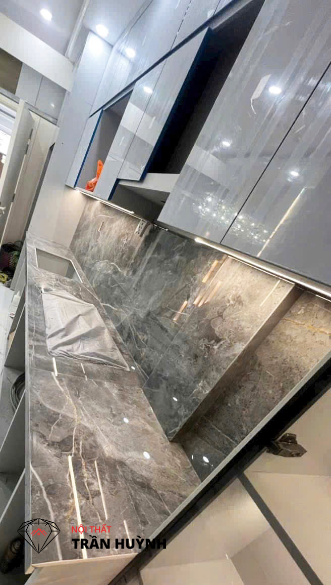Đá Lamar Xám Bonic Ốp Bếp & Bàn Đảo Tại Dự Án 46A 59 Nguyễn Gia Trí, Bình Thạnh