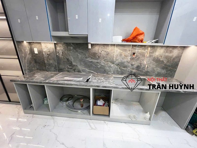 Đá Lamar Xám Bonic Ốp Bếp & Bàn Đảo Tại Dự Án 46A 59 Nguyễn Gia Trí, Bình Thạnh