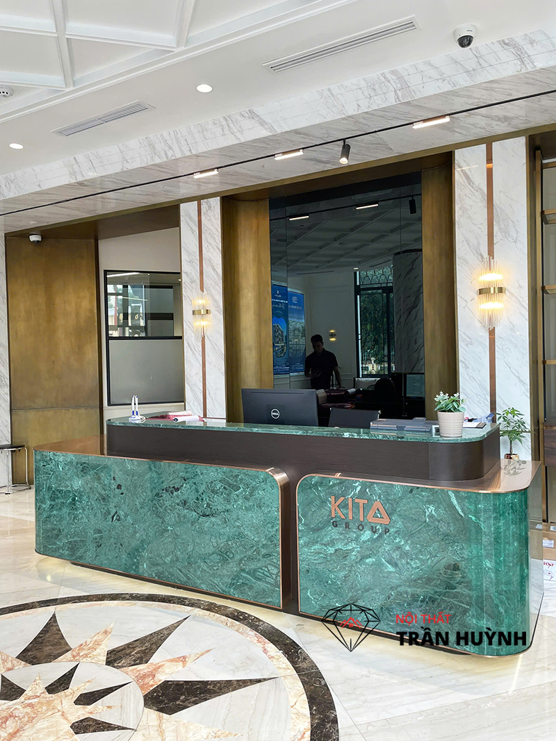 Quầy Lễ Tân Đá Marble India Green Dự Án 27 Lê Quý Đôn, Quận 3, HCM