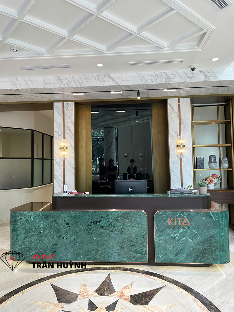 Quầy Lễ Tân Đá Marble India Green Dự Án 27 Lê Quý Đôn, Quận 3, HCM