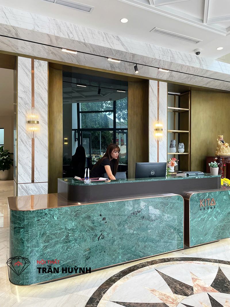 Quầy Lễ Tân Đá Marble India Green Dự Án 27 Lê Quý Đôn, Quận 3, HCM