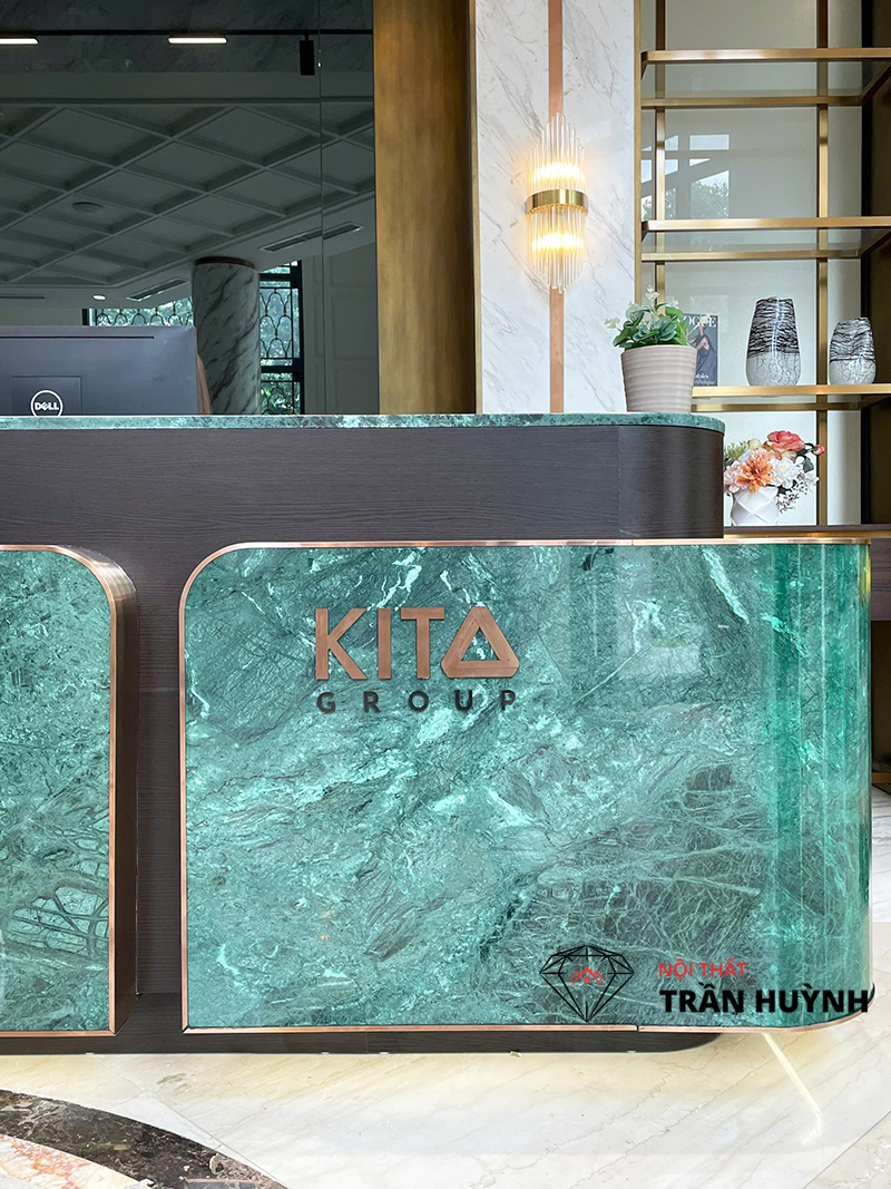 Quầy Lễ Tân Đá Marble India Green Dự Án 27 Lê Quý Đôn, Quận 3, HCM