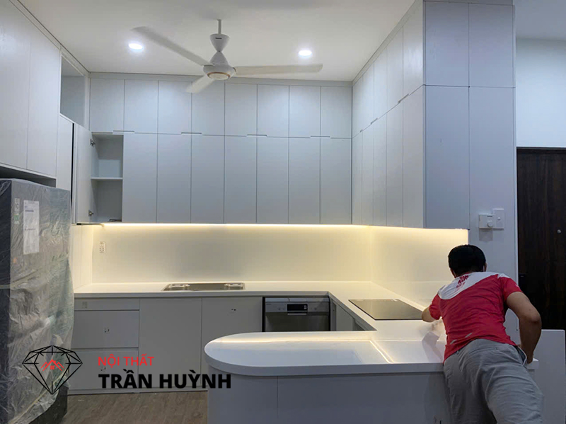 Thi Công Đá Solid Surface Mã S105 Ốp Bếp & Lavabo – Dự Án Seaview Vũng Tàu, TP.HCM