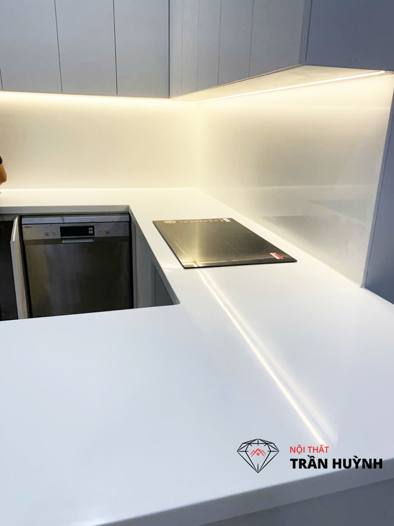 Thi Công Đá Solid Surface Mã S105 Ốp Bếp & Lavabo – Dự Án Seaview Vũng Tàu, TP.HCM