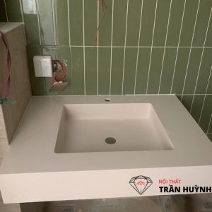 Thi Công Lavabo Đá Solid Surface Treo Tường Cao Cấp Tại Vinhomes Central 3 Bình Thạnh