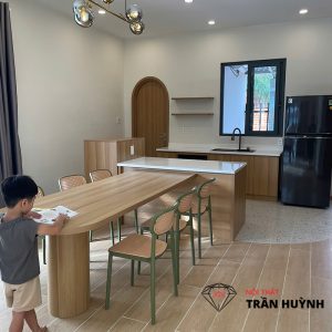 Dự Án Xuân Lộc Đồng Nai | Ốp Mặt Bếp & Bàn Đảo Đá Solid Surface Trắng Sang Trọng