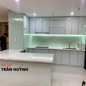 Dự án Thi Công Bếp Đá Nhân Tạo Trắng Sứ Vân Mây – Mai Chí Thọ, Thủ Đức
