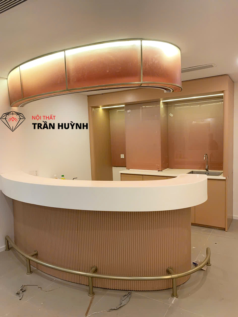 Quầy Bar Đá Solid Surface Mega GangNam Quận 1 – Giải Pháp Thi Công Sang Trọng & Hiện Đại