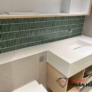 Thi Công Mặt Bàn Lavabo Đá Lamar Vân Mây C106-G101 Tại Thủ Thiêm Quận 12