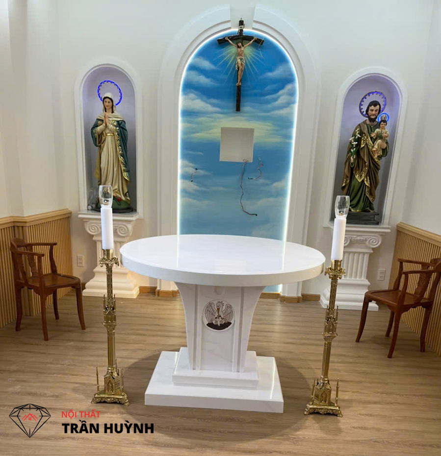 Bàn Thánh Đá Vân Mây Mã VM002 Tại Nhà Thờ Thủ Đức – Vẻ Đẹp Tôn Nghiêm, Đẳng Cấp