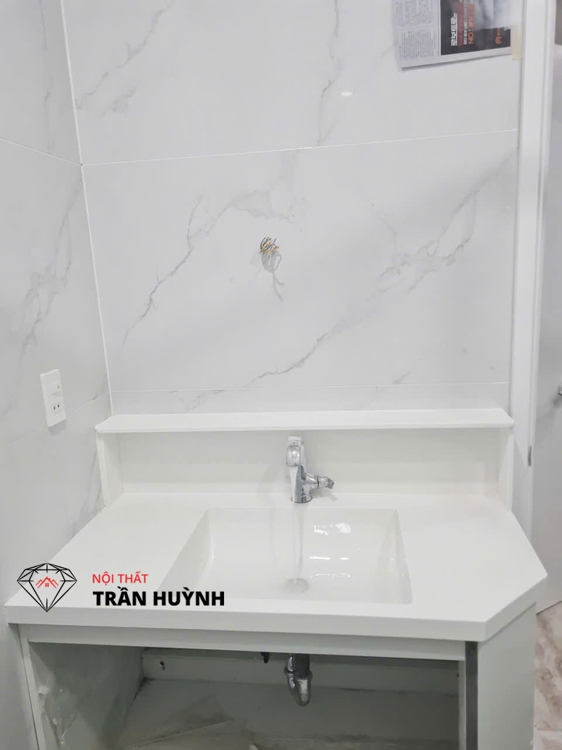 Dự Án Lavabo Liền Khối Solid Surface Màu Trắng 103A Bùi Thị Xuân, Quận 1