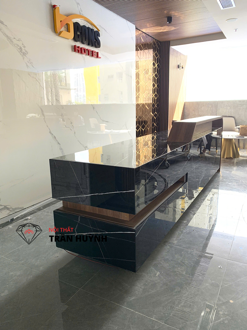 Dự Án Thi Công Thực Tế Tại Bcons Dĩ An Bình Dương – Hạng Mục Quầy Buffet, Quầy Bar, Quầy Lễ Tân, Bàn Ăn & Lavabo Đá Solid Surface Cao Cấp