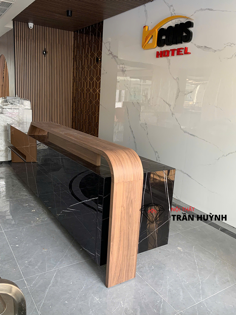 Dự Án Thi Công Thực Tế Tại Bcons Dĩ An Bình Dương – Hạng Mục Quầy Buffet, Quầy Bar, Quầy Lễ Tân, Bàn Ăn & Lavabo Đá Solid Surface Cao Cấp