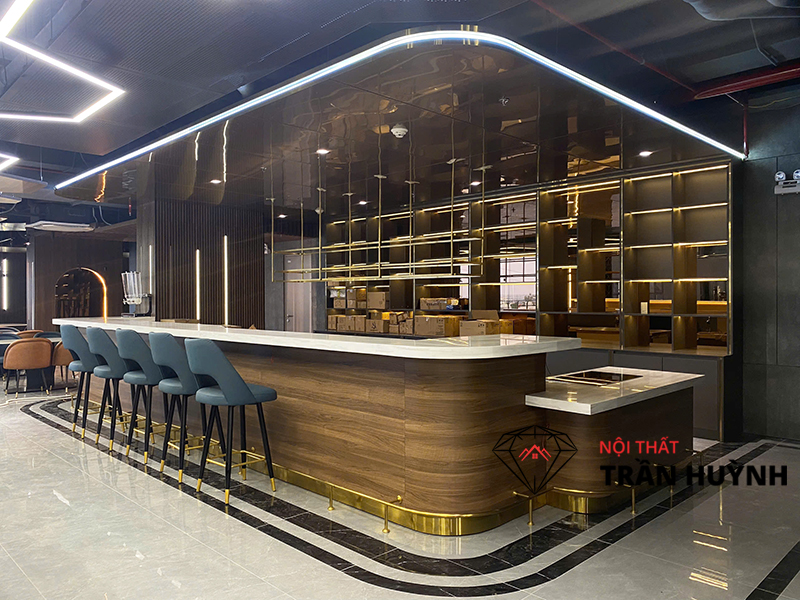 Dự Án Thi Công Thực Tế Tại Bcons Dĩ An Bình Dương – Hạng Mục Quầy Buffet, Quầy Bar, Quầy Lễ Tân, Bàn Ăn & Lavabo Đá Solid Surface Cao Cấp