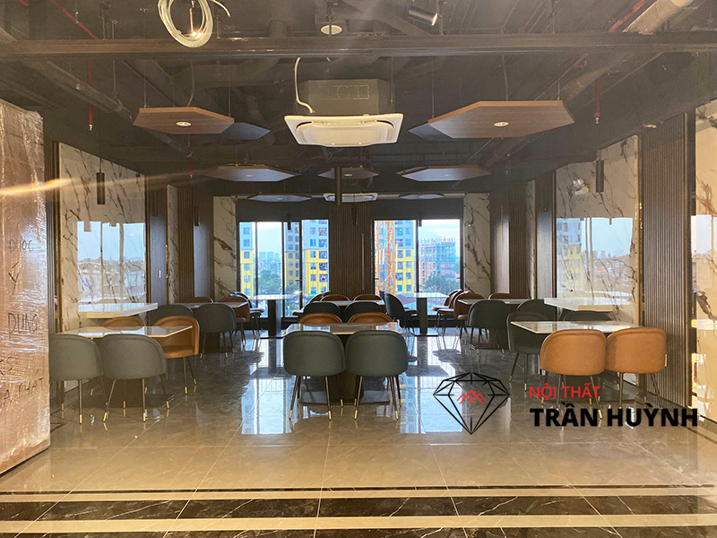 Dự Án Thi Công Thực Tế Tại Bcons Dĩ An Bình Dương – Hạng Mục Quầy Buffet, Quầy Bar, Quầy Lễ Tân, Bàn Ăn & Lavabo Đá Solid Surface Cao Cấp