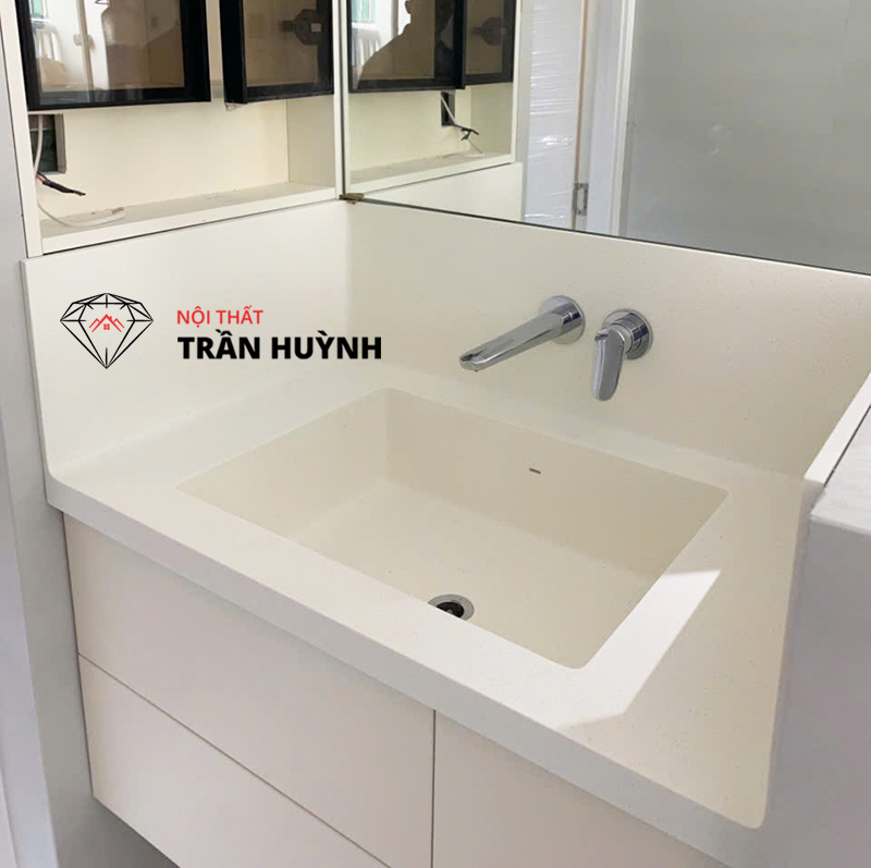 Chung Cư Hà Đô Nguyễn Văn Công – Thi Công Đá Solid Surface Mặt Bếp, Lavabo, Bàn Trang Điểm Cao Cấp