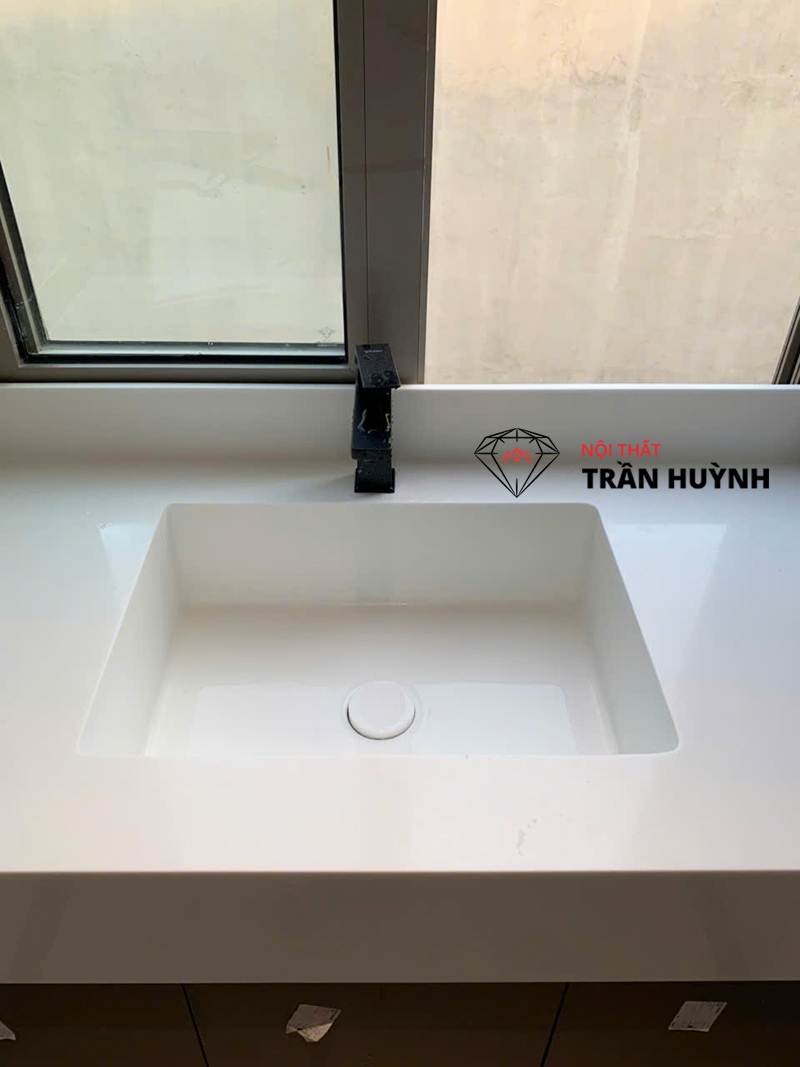 Dự Án Thi Công Lavabo Đá Solid Surface Liền Khối Tại 60 Bát Nàn Quận 2