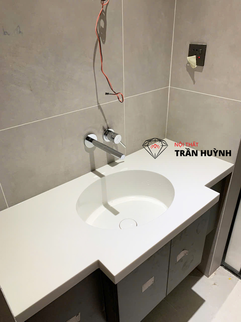 Dự Án Thi Công Lavabo Đá Solid Surface Liền Khối Tại 60 Bát Nàn Quận 2