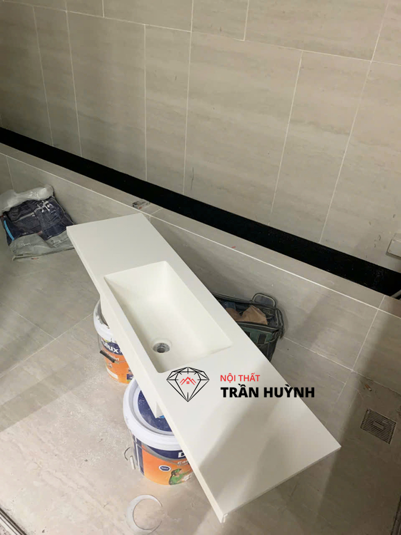 Dự Án Thi Công Lavabo Đá Solid Surface Liền Khối Tại 60 Bát Nàn Quận 2