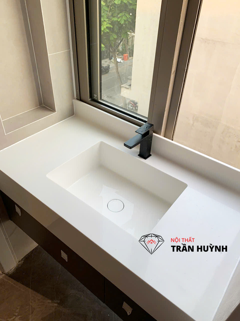 Dự Án Thi Công Lavabo Đá Solid Surface Liền Khối Tại 60 Bát Nàn Quận 2