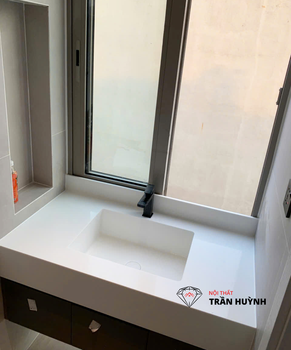 Dự Án Thi Công Lavabo Đá Solid Surface Liền Khối Tại 60 Bát Nàn Quận 2