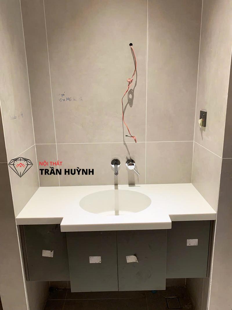 Dự Án Thi Công Lavabo Đá Solid Surface Liền Khối Tại 60 Bát Nàn Quận 2