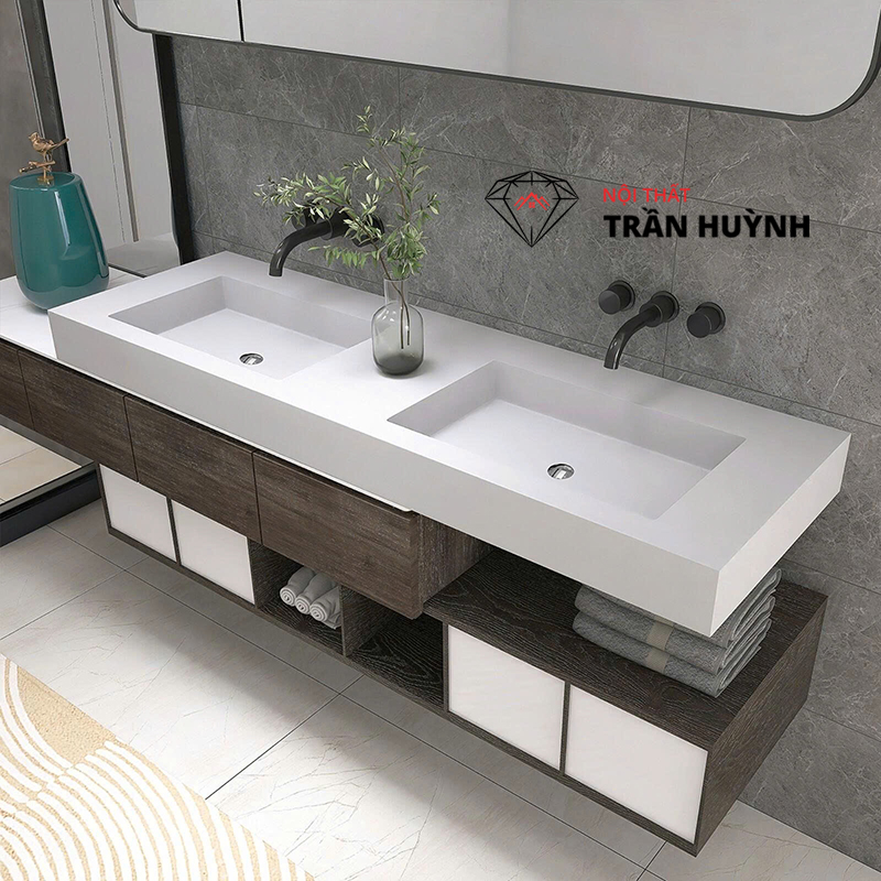 Thiết Kế Lavabo Đá Solid Surface – Vẻ Đẹp Tối Giản, Dễ Bảo Dưỡng