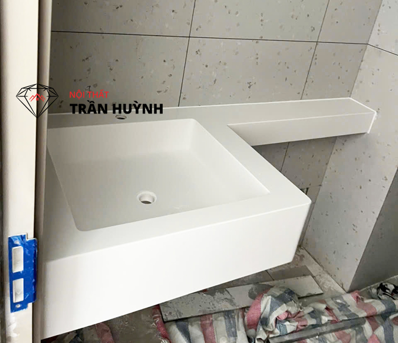 Dự Án Thi Công Lavabo Đá Solid Surface Trắng Cao Cấp Tại Hóc Môn