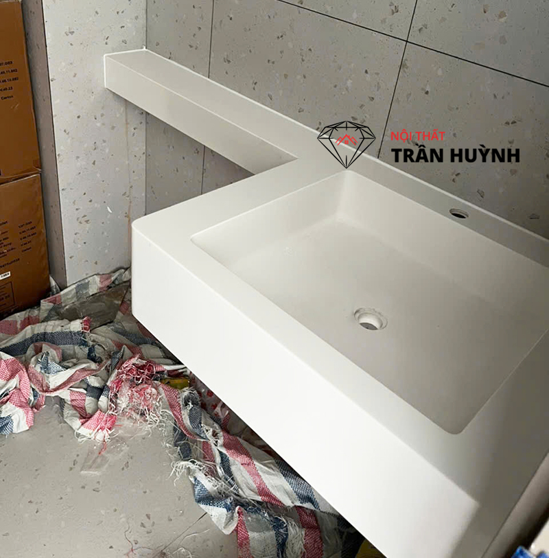 Dự Án Thi Công Lavabo Đá Solid Surface Trắng Cao Cấp Tại Hóc Môn