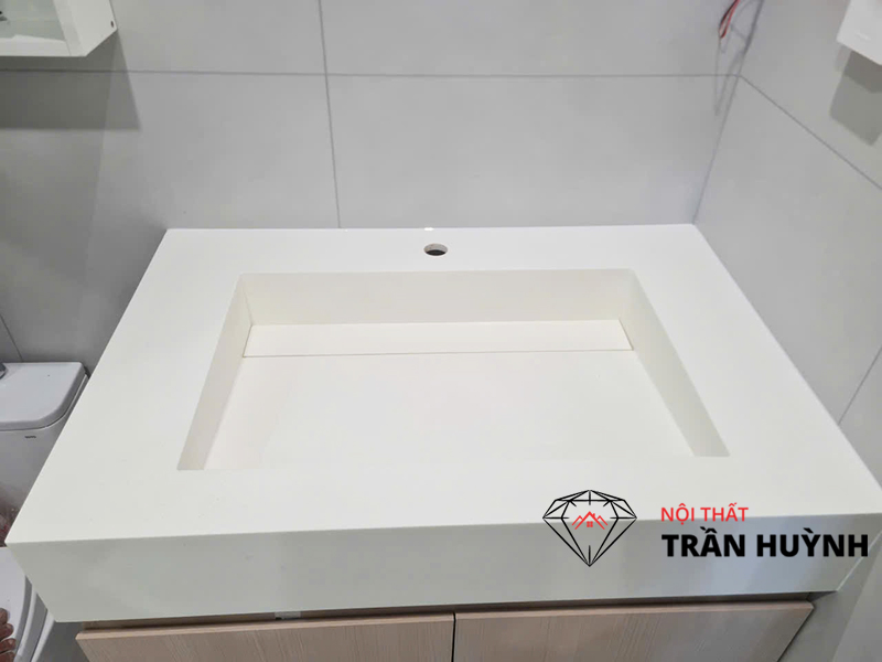 Dự Án Thi Công Lavabo Đá Solid Surface Màu Trắng Tại Nguyễn Hữu Cảnh Bình Thạnh