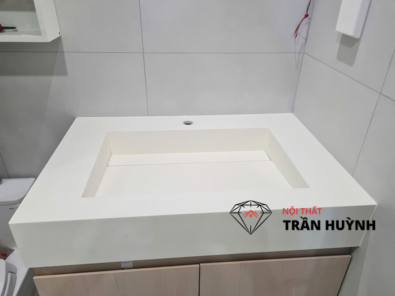 Dự Án Thi Công Lavabo Đá Solid Surface Màu Trắng Tại Nguyễn Hữu Cảnh Bình Thạnh