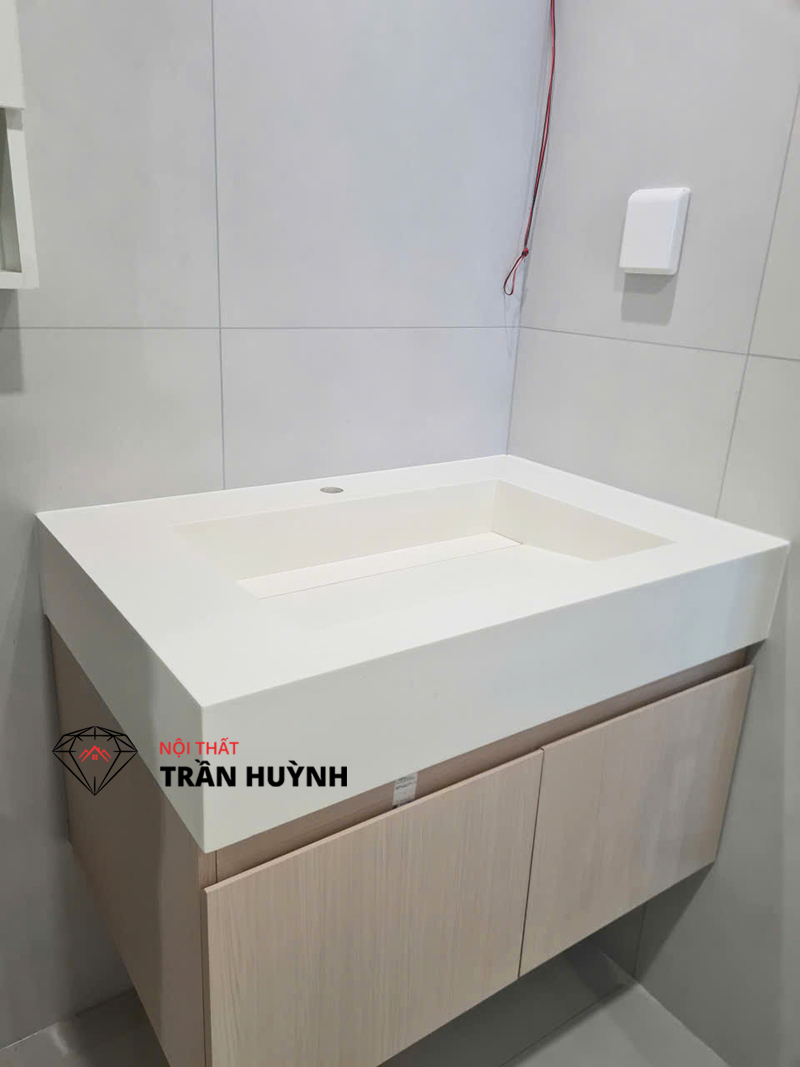 Dự Án Thi Công Lavabo Đá Solid Surface Màu Trắng Tại Nguyễn Hữu Cảnh Bình Thạnh