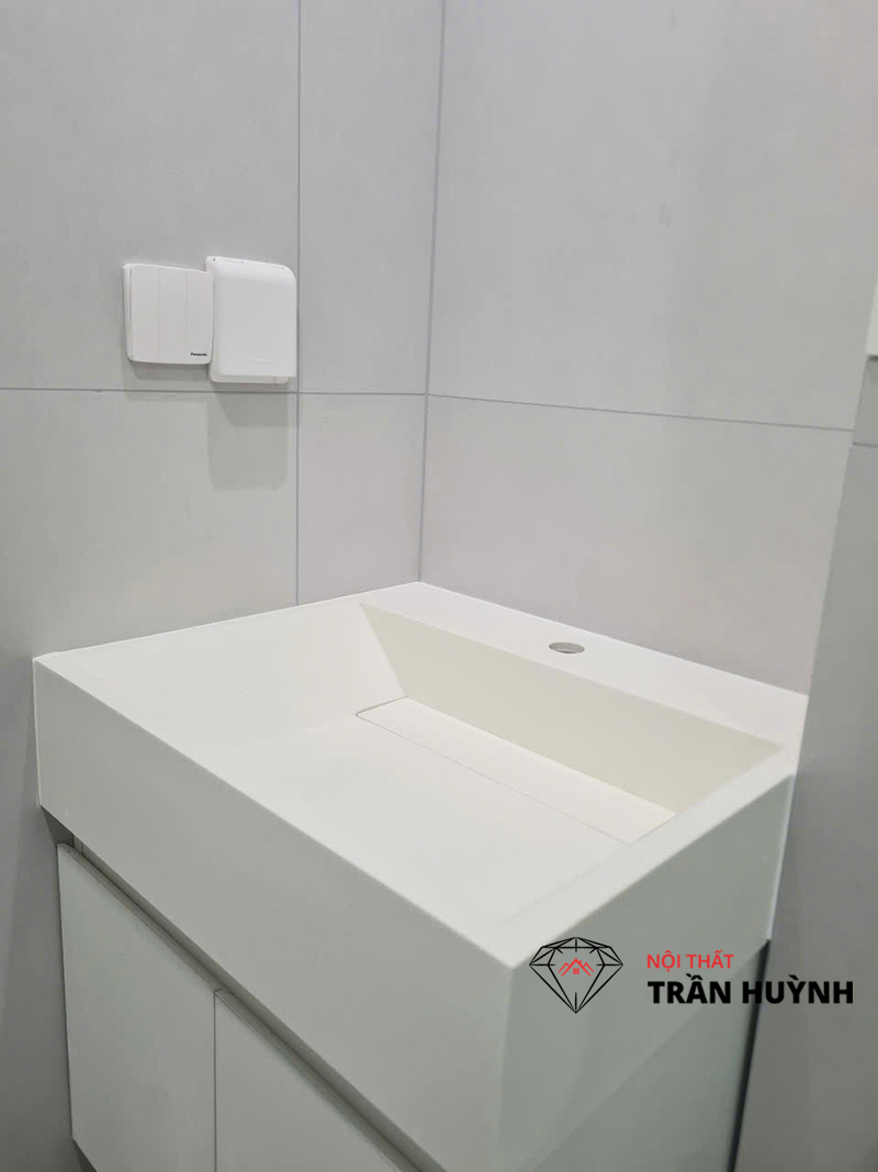 Dự Án Thi Công Lavabo Đá Solid Surface Màu Trắng Tại Nguyễn Hữu Cảnh Bình Thạnh