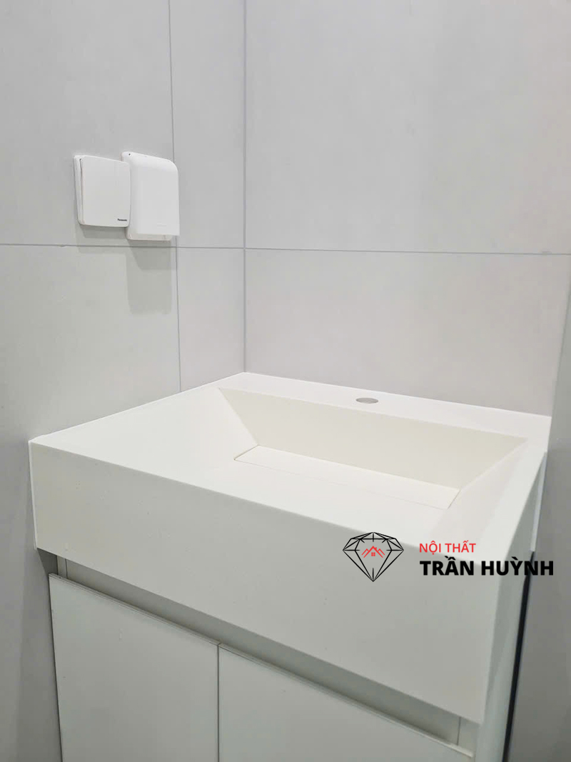 Dự Án Thi Công Lavabo Đá Solid Surface Màu Trắng Tại Nguyễn Hữu Cảnh Bình Thạnh