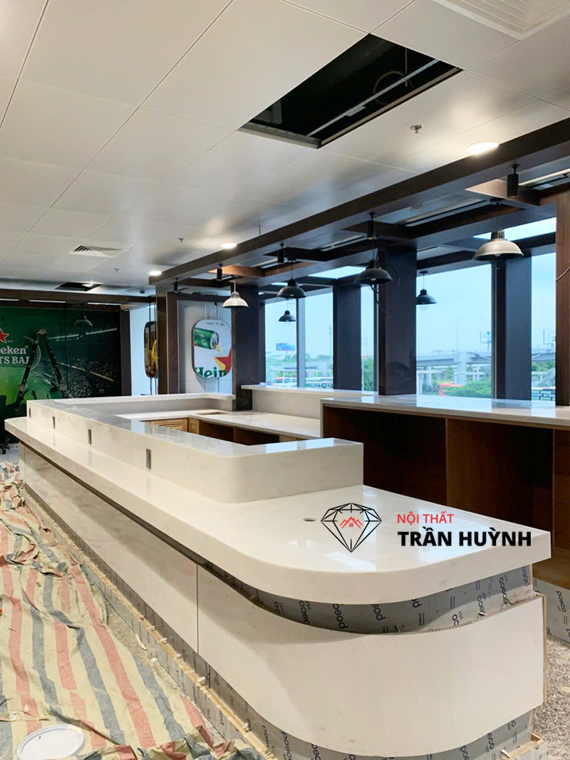 Thi Công Quầy Đá Solid Surface Công Trình Sân Bay Hà Nội Đẹp, Chuẩn Kỹ Thuật