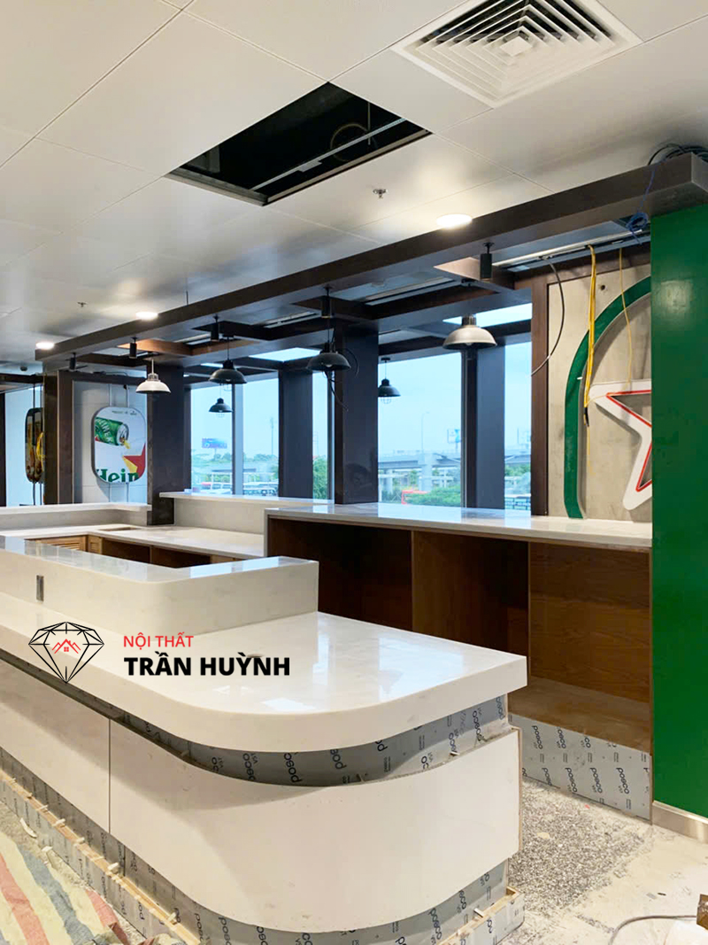 Thi Công Quầy Đá Solid Surface Công Trình Sân Bay Hà Nội Đẹp, Chuẩn Kỹ Thuật