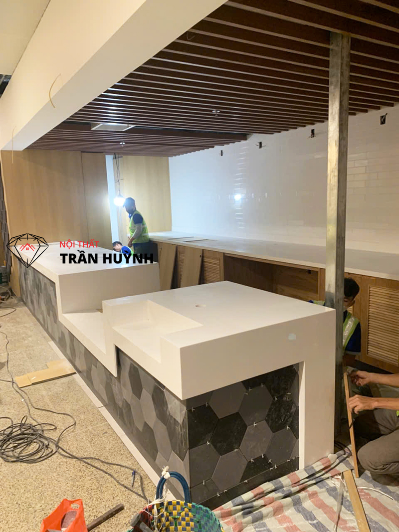 Dự Án Thi Công Quầy Đá Solid Surface Sân Bay Nội Bài