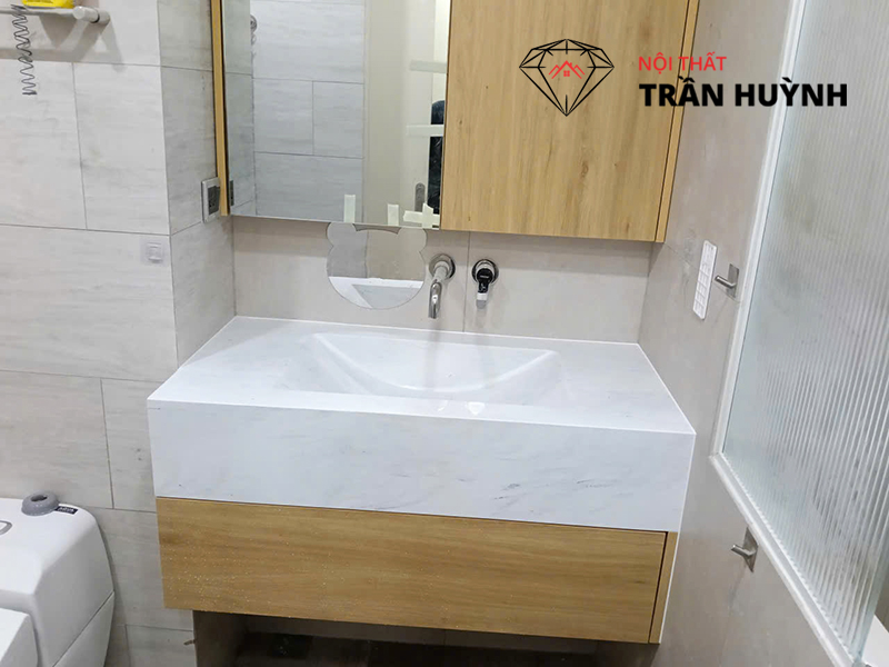 Thi Công Lavabo Đá Solid Surface Nguyên Khối Quận 7