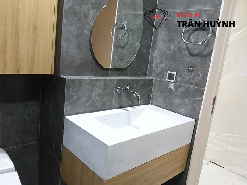 Thi Công Lavabo Đá Solid Surface Nguyên Khối Quận 7