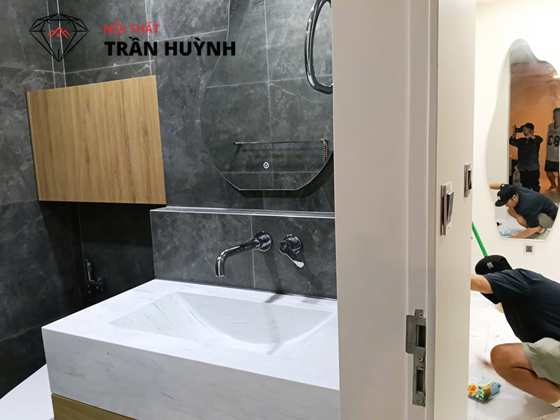 Thi Công Lavabo Đá Solid Surface Nguyên Khối Quận 7